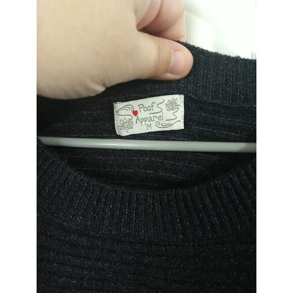 Poof Apparel Women M Sweater Grey Pullover Button Shoulder Long Sleeve casual - Picture 4 of 8